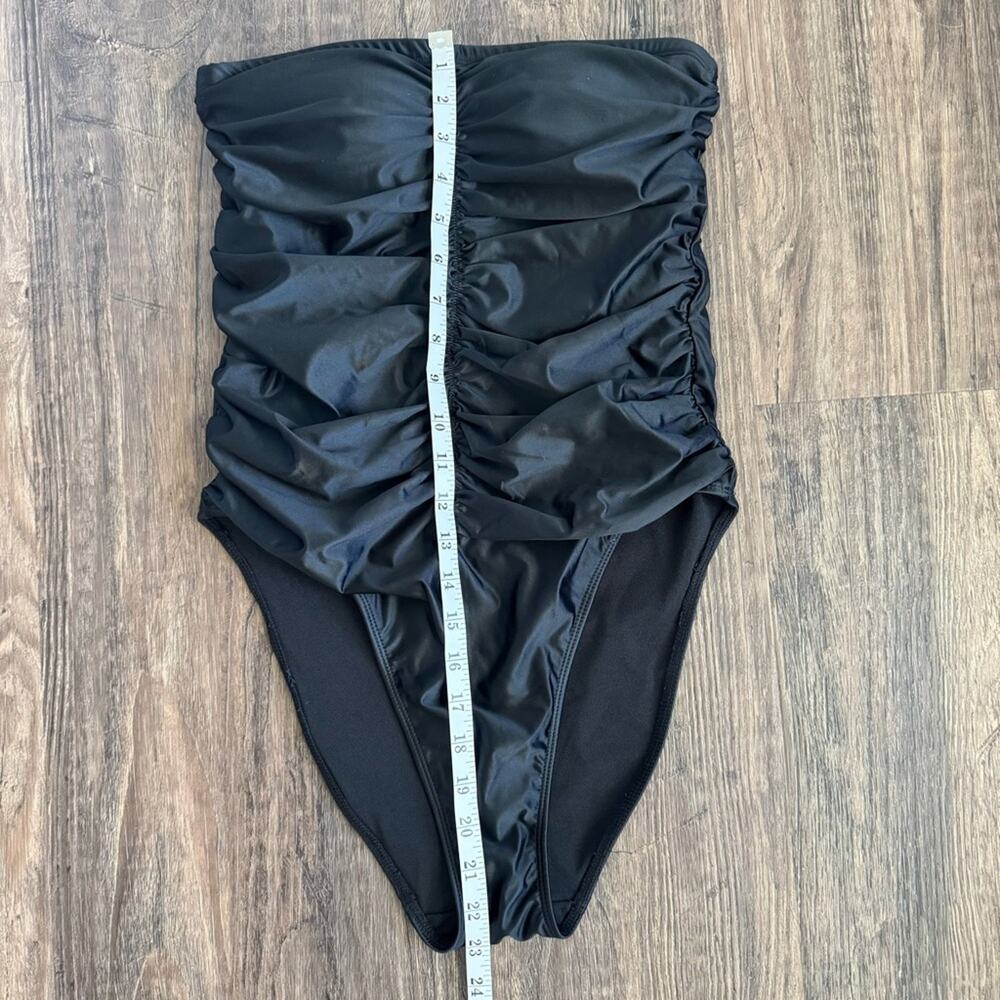 Good American Strapless Ruched One-Piece Swimsuit in Black 2/Medium - Picture 8 of 11